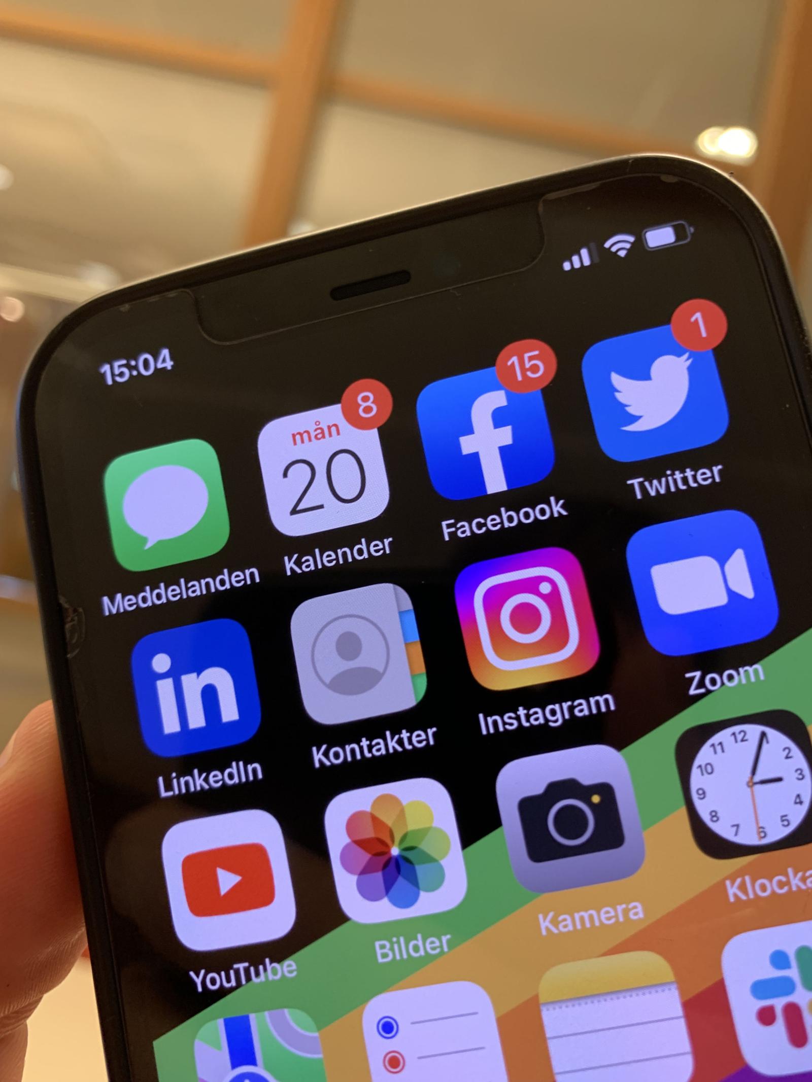 Närbild på mobiltelefonskärm