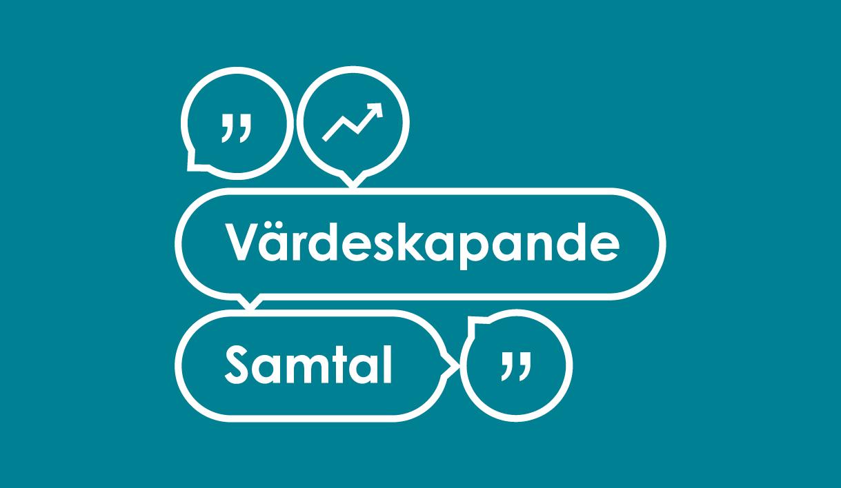 Turkosplatta med texten värdeskapande samtal