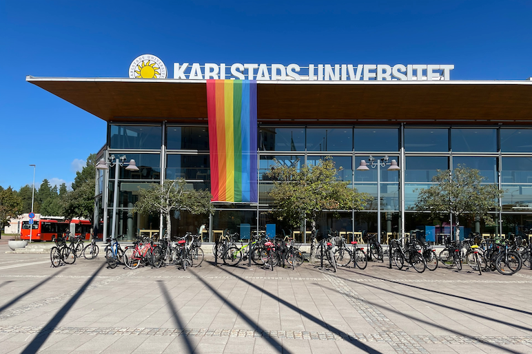 Prideflagga på biblioteket