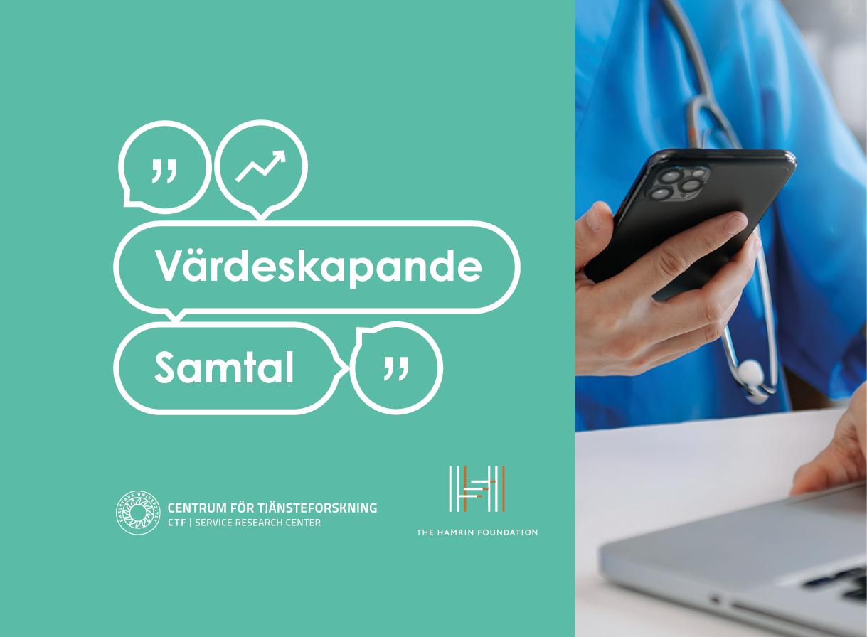 Text Värdeskapande samtal och en hand som håller mobil