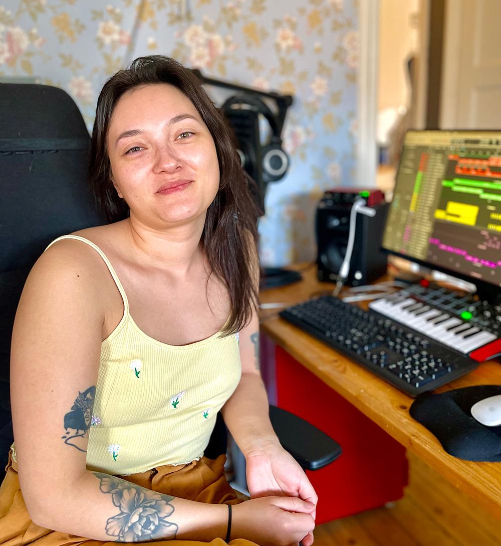 Saga Haglund, student på musikproduktionsprogrammet vid Musikhögskolan Ingesund 2025