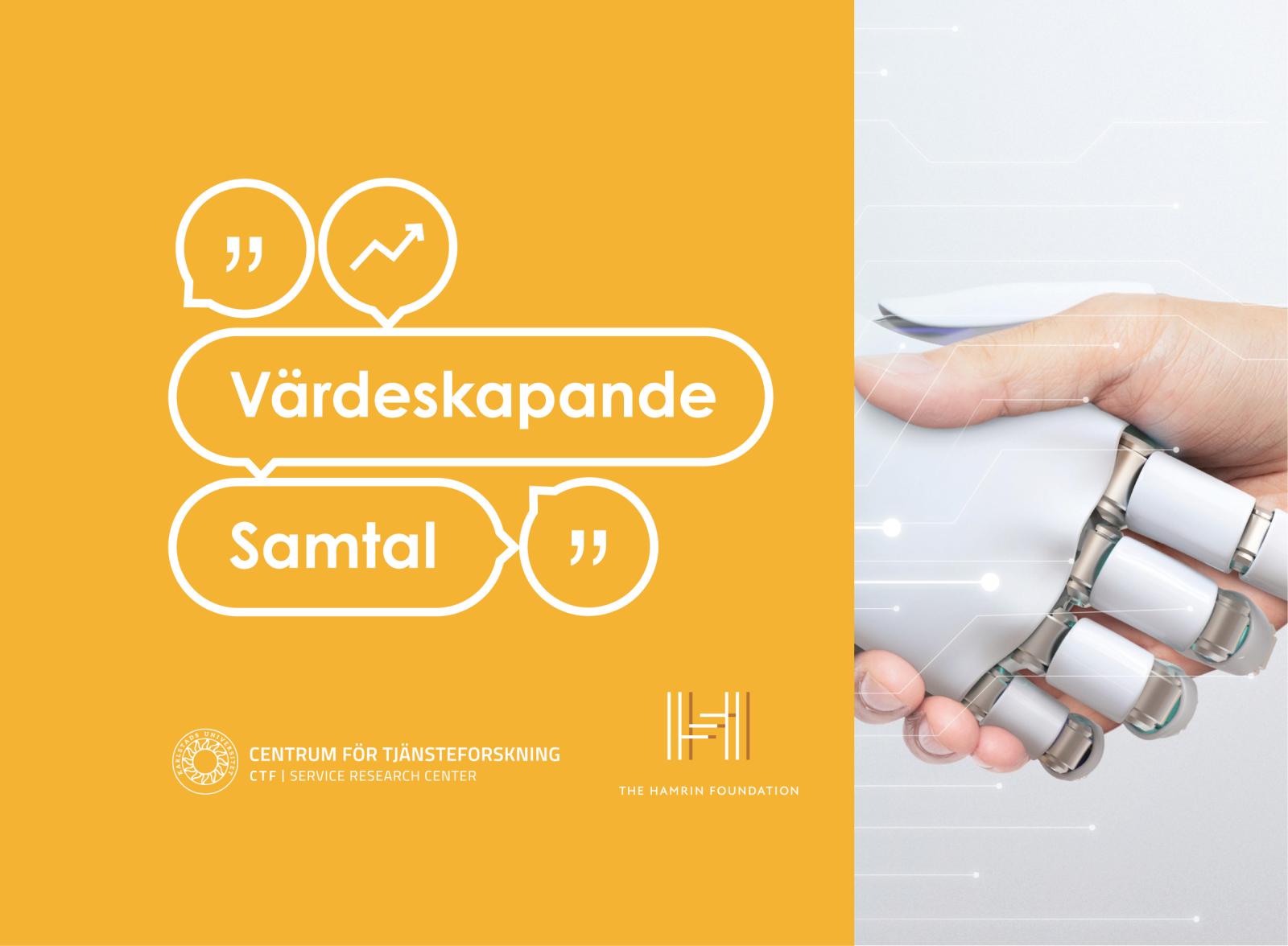 Robothand håller människohand