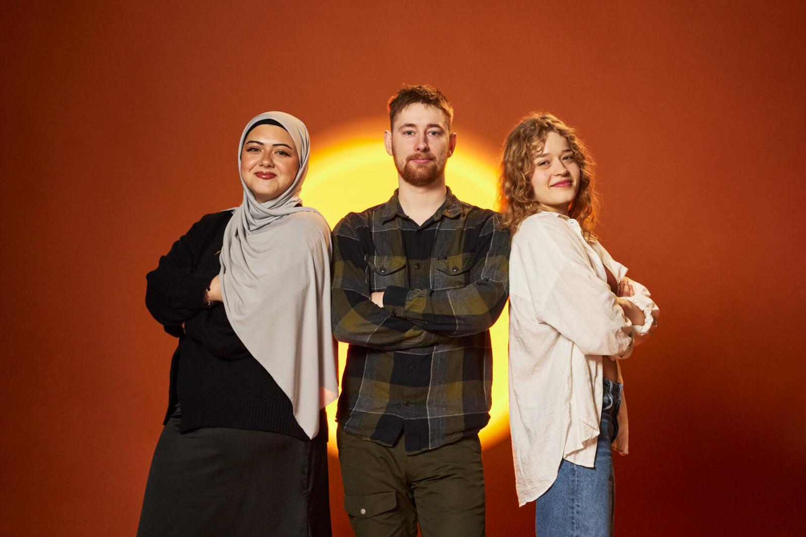 studenterna Sara, Matthias och Lisa