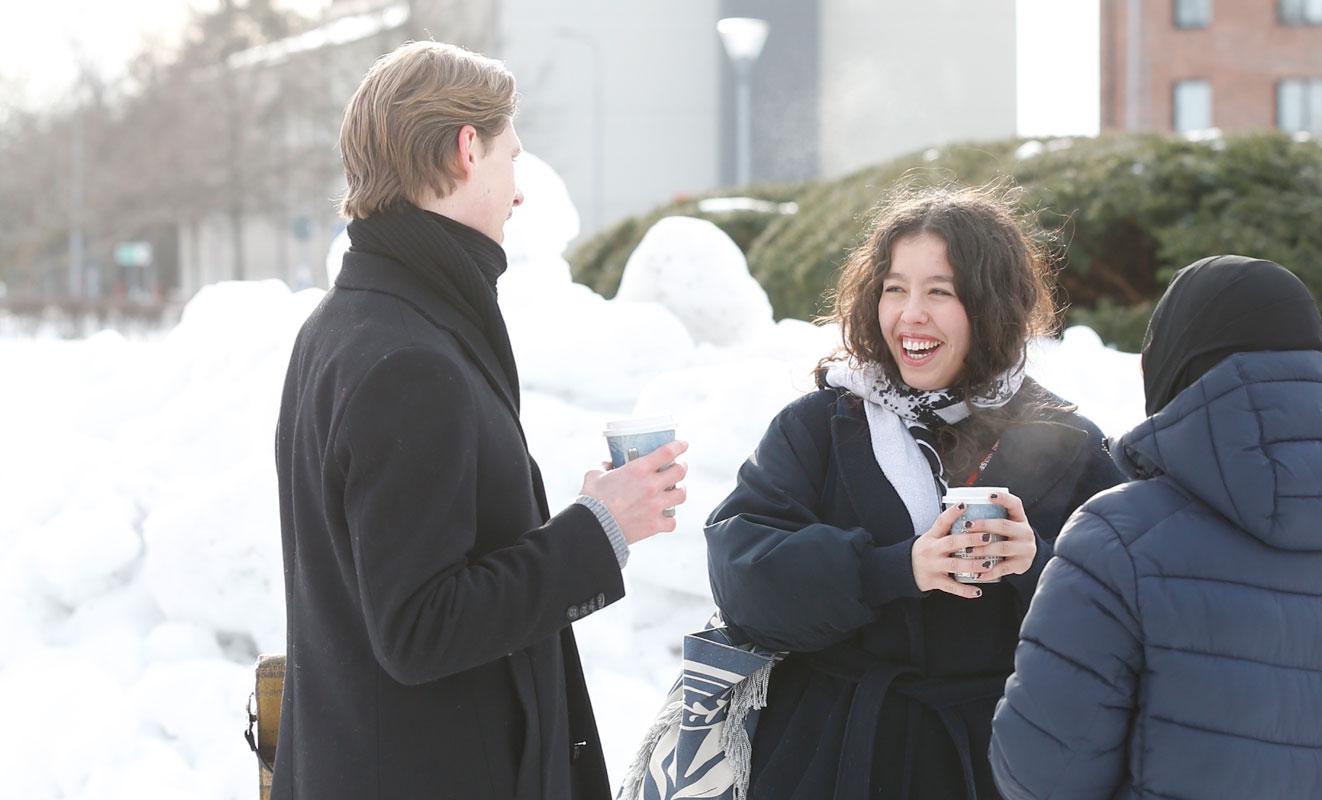 students drinking coffee