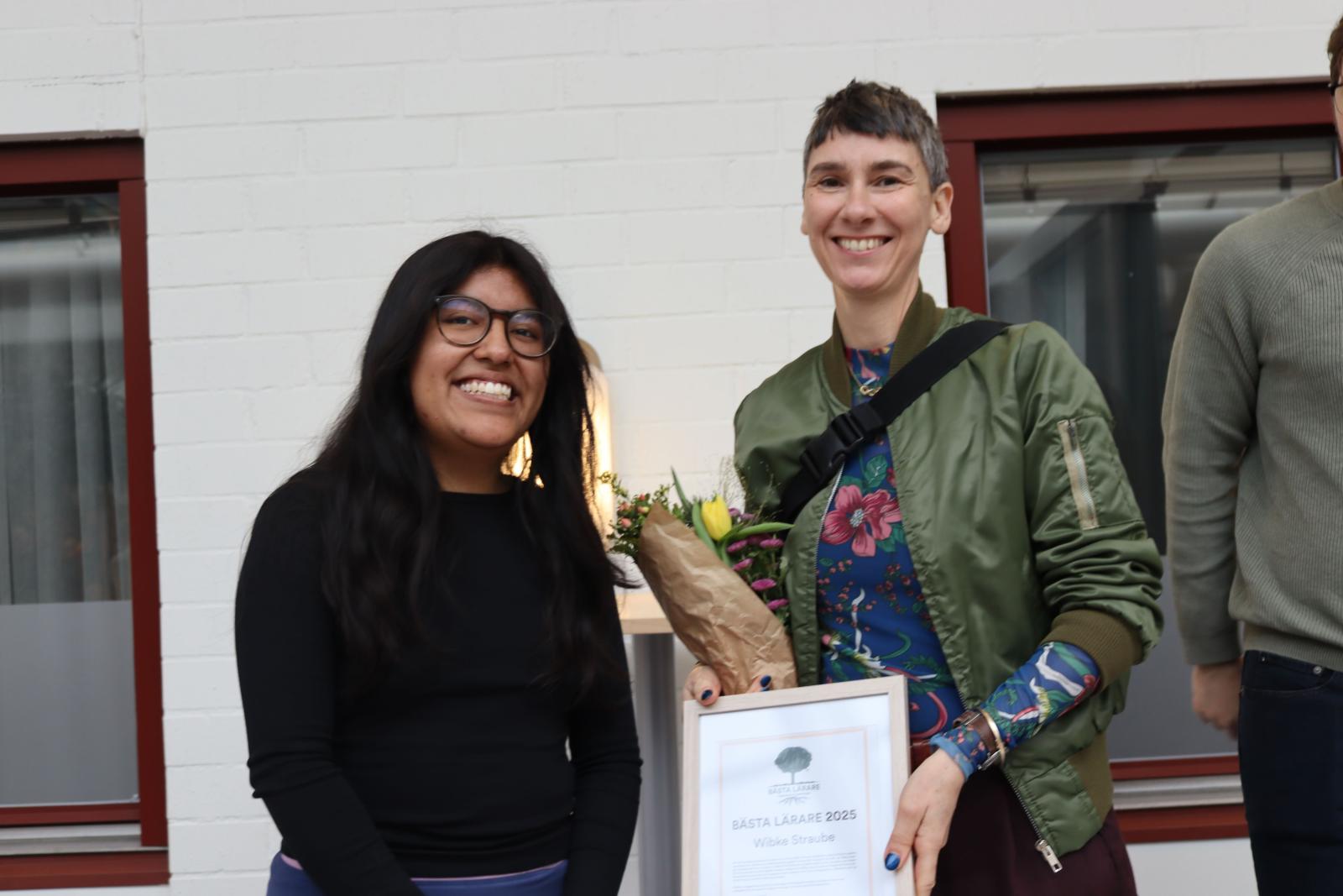 Tova Sandberg och Wibke Straube i Gläntan på prisutdelningen av Årets lärare 2025