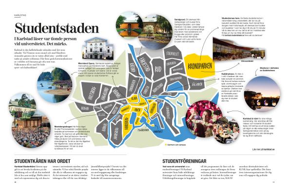 Uppslag från inspirationsbroschyren med karta över Karlstad