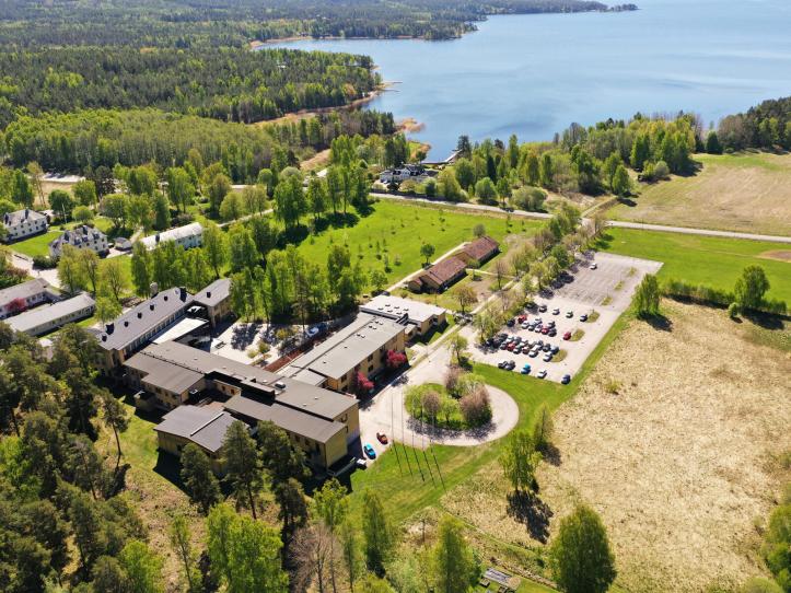 Flygfoto över Musikhögskolan Ingesund