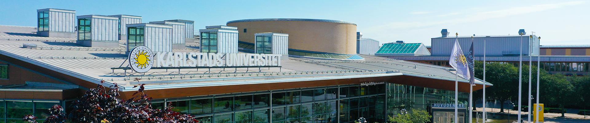 Karlstads universitets bibliotek med skylt