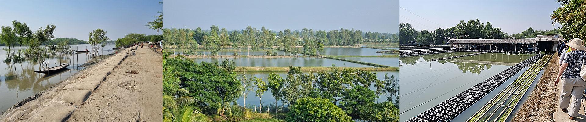 Olika bilder på översvämningar i Bangladesh