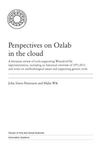 Front page for the report "Perspectives on Ozlab in the Cloud - A litterature review", published autumn 2014.