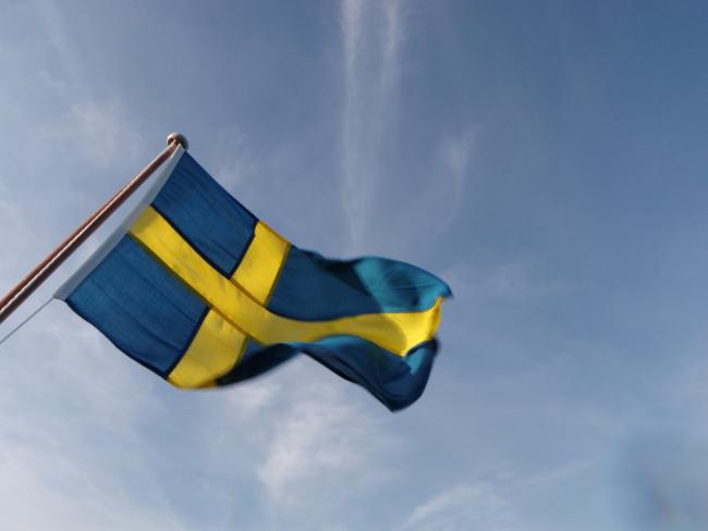 Swedish flag and blue sky