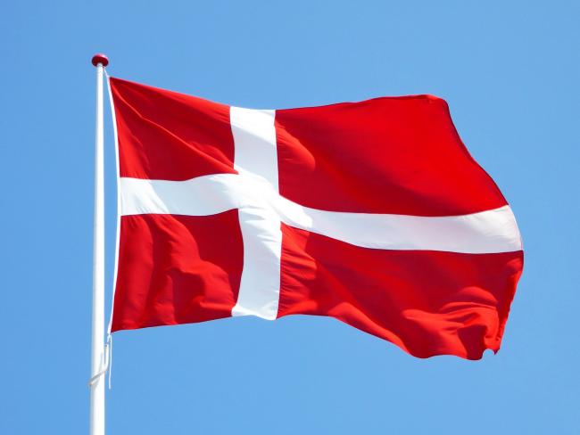 Danish flag and blue sky