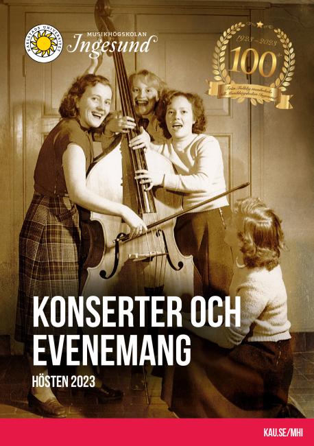 fyra glada kvinnor från 40-talet runt en kontrabas