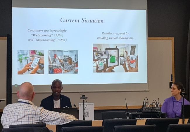 Master student Chanda Nsofwa presenting at HCII 2025