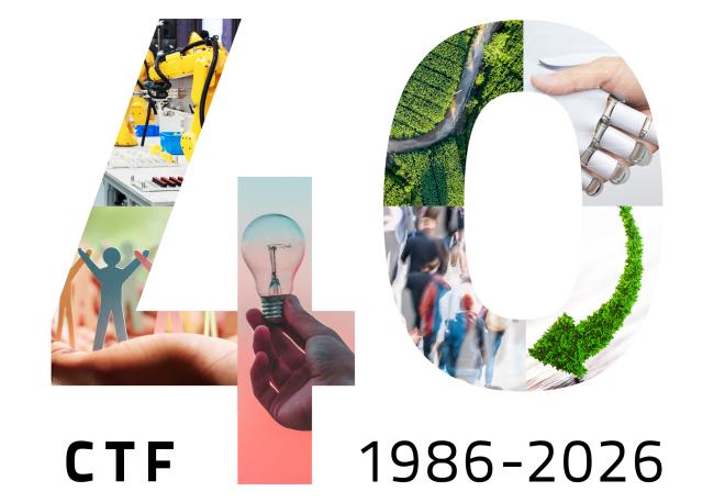 siffran 40 med olika bilder och CTF samt 1986--2026