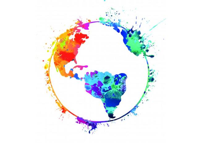 Färgstark abstrakt målning av jorden.