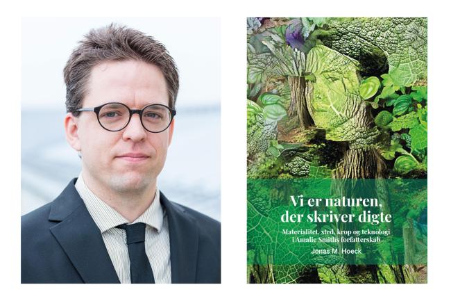 Porträttbild av man i glasögon och ett grönt bokomslag