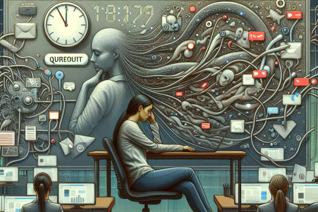 Illustration med person som är digitalt deprimerad