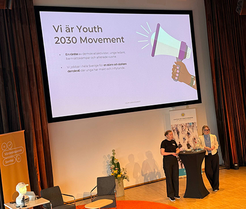 Matilda Legeby (Samhällsnytta och ExperioLab) och Stina Scott program och metodutvecklingschef (Youth2030 Movement)
