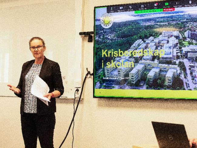 Nina Christenson redogör för Krisberedskap i skolan