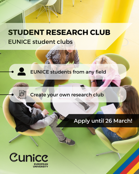 poster som visar studenter som sitter runt ett bord